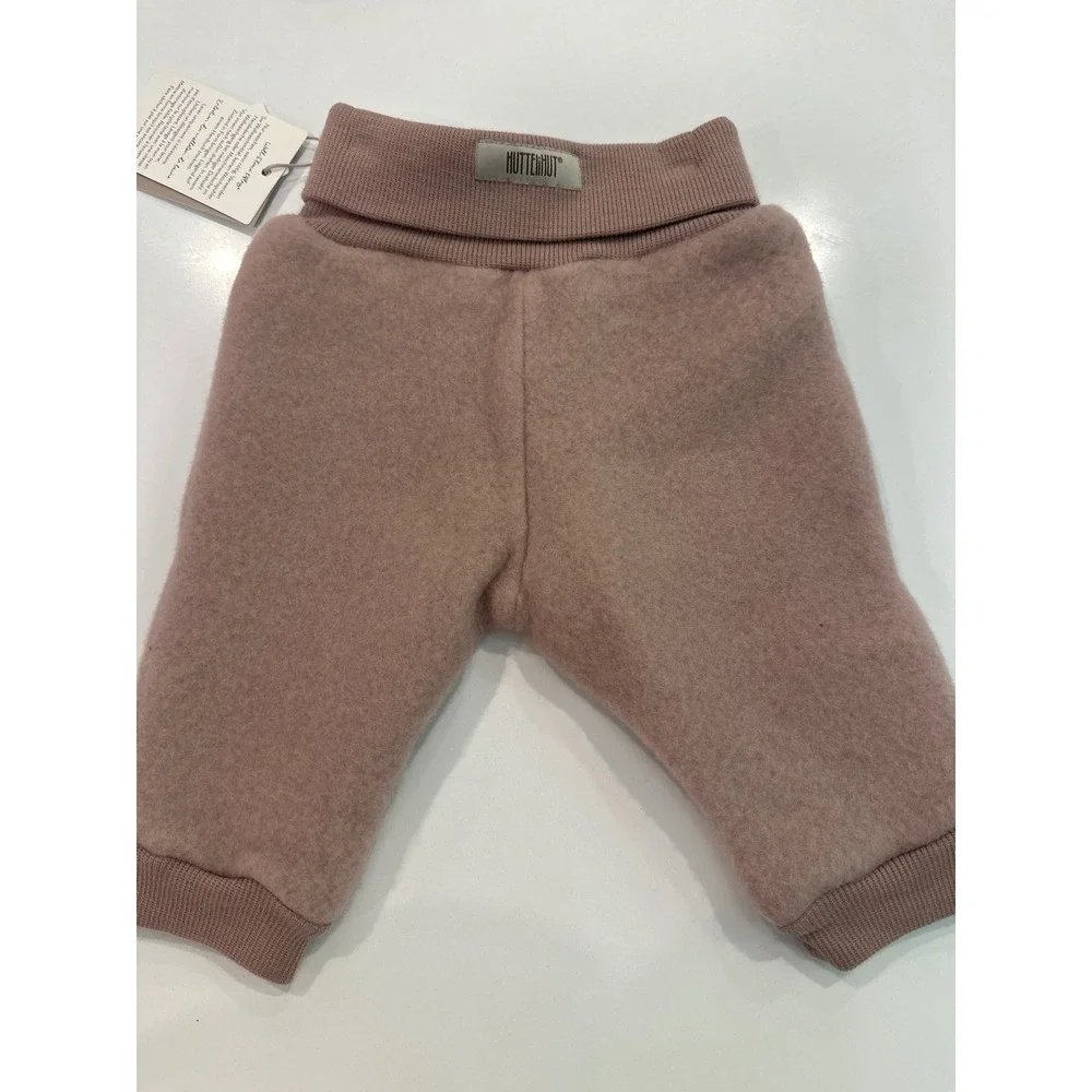 Huttelihut Kids 100% Wool Fleece Hooded Jacket and Pants Dusty Rose 0-3m NEW